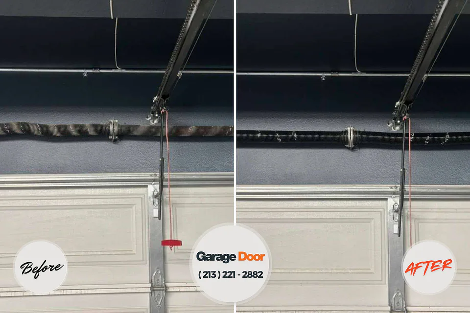 Before and after: garage door repair Wilmette, IL